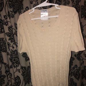 Chanel Logo Cutout Knit Top.
